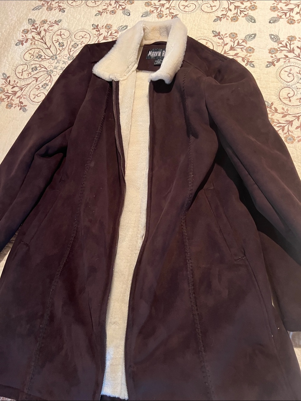 Marvin Richards Dark Brown Suede Teddy-Lined Jacket